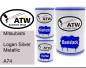 Preview: Mitsubishi, Logan Silver Metallic, A74: 500ml Lackdose + 500ml Klarlack + 250ml Härter - Set, von ATW Autoteile West.
